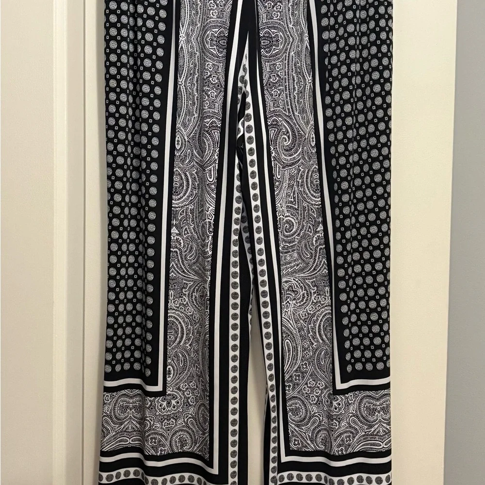 INC International Concepts Black and White Wide Leg Pants